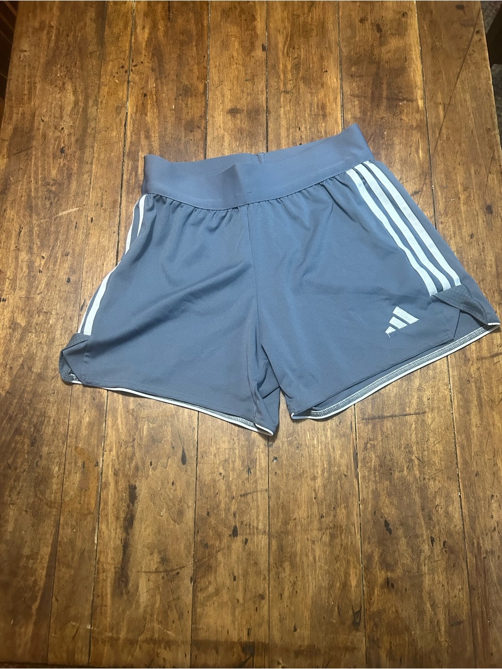 adidas Light Gray Women's Athletic Shorts with White Stripes